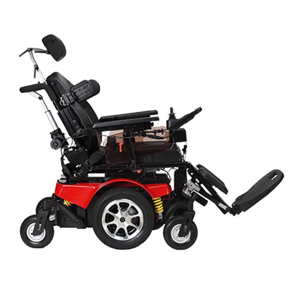 Vector Rehab Tilt & Recline Power Wheelchair front view without tilt
