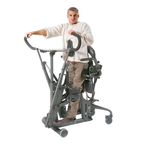 EasyStand Glider Active Standing Frame with young adult male user in standing position