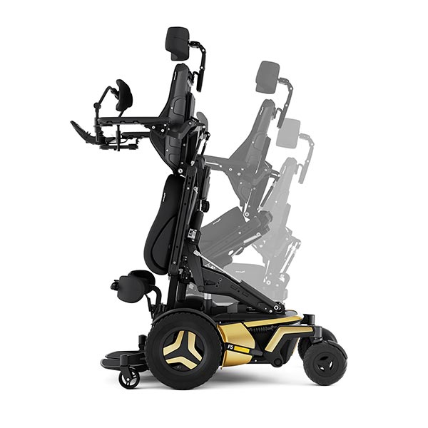 Permobil F5 Corpus VS Standing Power Wheelchair in standing position