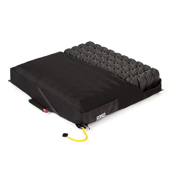 The ROHO QUADTRO SELECT HIGH PROFILE wheelchair cushion with partial covering