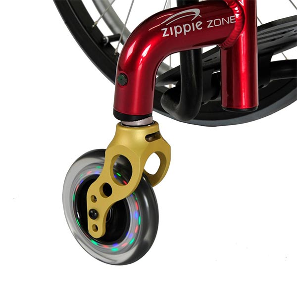 Sunrise Medical Zippie Zone Lightweight Rigid Wheelchair wheels and frame close-up view