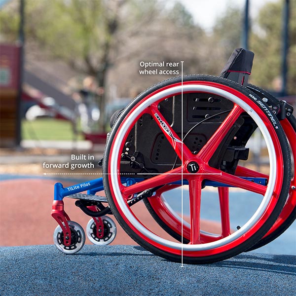 TiLite Pilot Pediatric Manual Wheelchair outdoor side view diagram